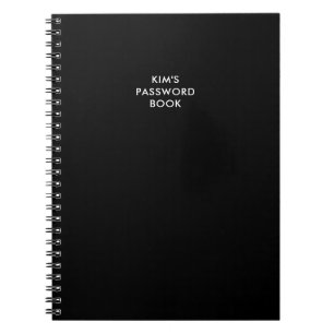 Anpassningsbar Black Password Bok Anteckningsbok