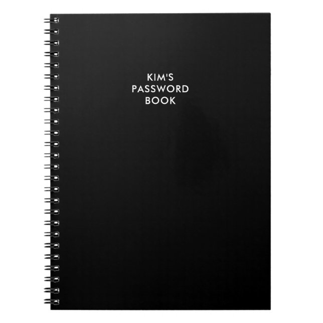 Anpassningsbar Black Password Bok Anteckningsbok (Framsidan)