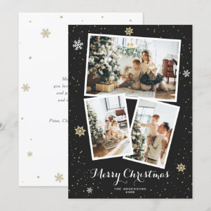 Anpassningsbar Black Photo Collage God jul-kort Julkort