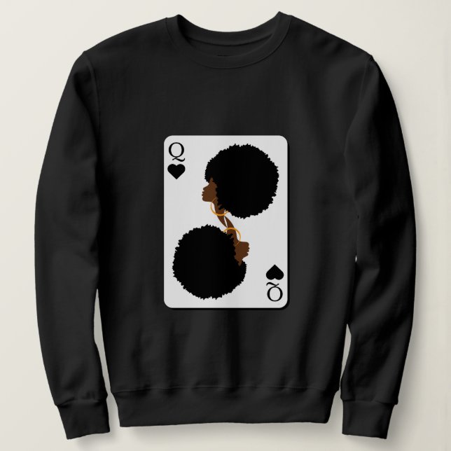 Anpassningsbar BLACK QUEEN-KORT Afro Hair T Shirt (Design framsida)