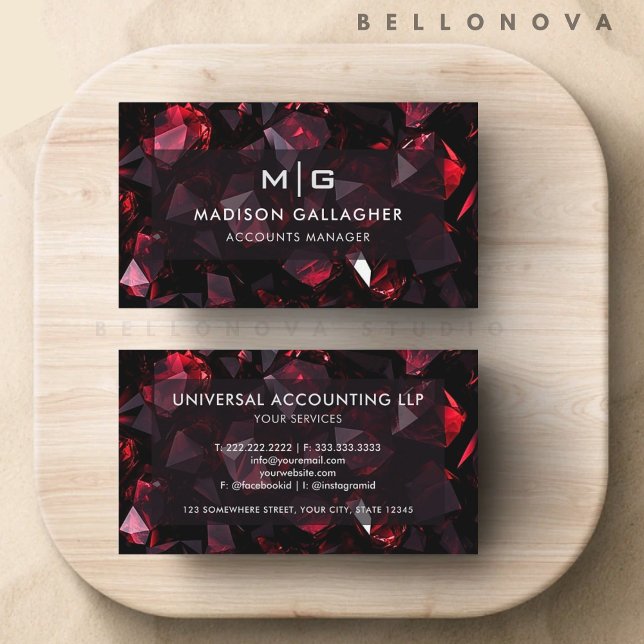 Anpassningsbar Black Red Diamond Abstrakt Professi Visitkort (Custom Black Red Diamond Abstract Professional Business Card)