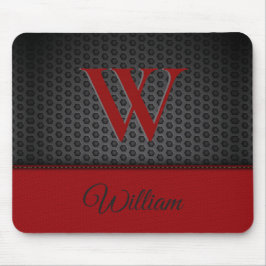 Anpassningsbar Black Red Faux Leather Monogrammed  Musmatta