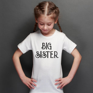 Anpassningsbar Black Retro Typography Big Sister T Shirt