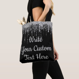 Anpassningsbar Black Silver Glitter Birthday Gift  Tygkasse