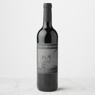 Anpassningsbar Black Sleek Bröllop Firande Vin eti Vinflaska Etikett