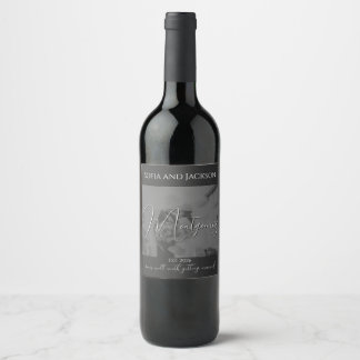 Anpassningsbar Black Sleek Bröllop Firande Vin eti Vinflaska Etikett