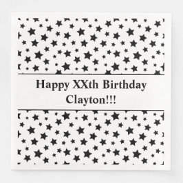 Anpassningsbar Black Stars med Message Födelsedags Pappersservett