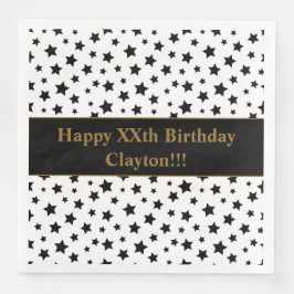 Anpassningsbar Black Stars med Message Födelsedags Pappersservett