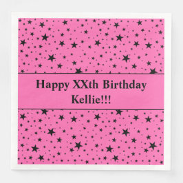 Anpassningsbar Black Stars med Message Födelsedags Pappersservett