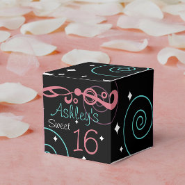 Anpassningsbar Black Sweet 16 Birthday Favor Boxes Presentaskar