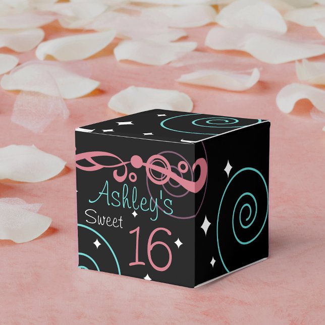 Anpassningsbar Black Sweet 16 Birthday Favor Boxes Presentaskar (Skapare uppladdad)