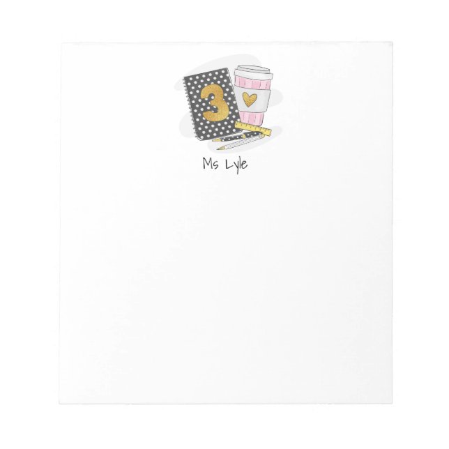 Anpassningsbar Black Tredje Klass Lärares uppskatt Anteckningsblock (Framsida)