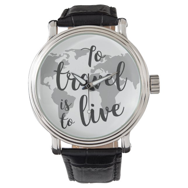 Anpassningsbar Black Vintage Leather Armbandsur (Framsida)