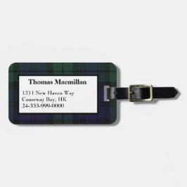 Anpassningsbar Black Watch Tartan Plaid Luggage Ta Bagagebricka
