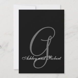 Anpassningsbar Black Wedding-inbjudan Monogram Nam Inbjudningar