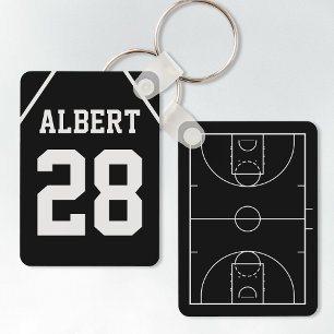 Anpassningsbar Black & White Basketball Court och Nyckelring
