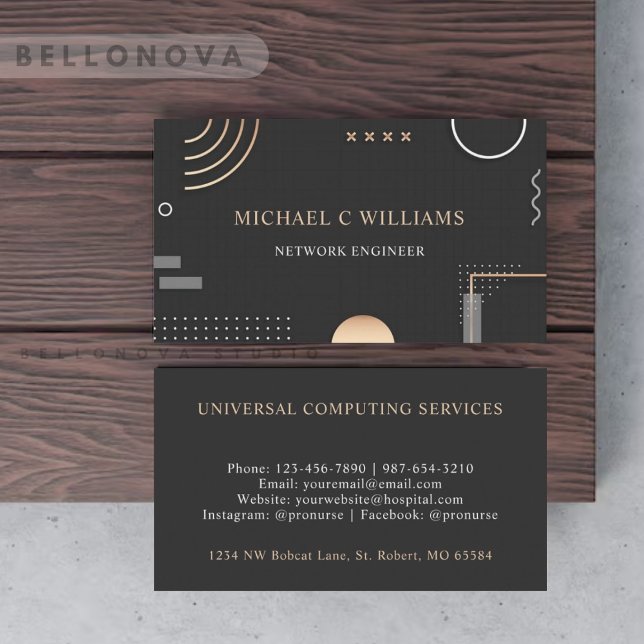 Anpassningsbar Black White Beige Computer Circuit Visitkort (Custom Black White Beige Computer Circuit Business Card)