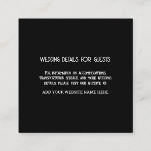 Anpassningsbar Black White Bröllop Information Gue Tilläggskort