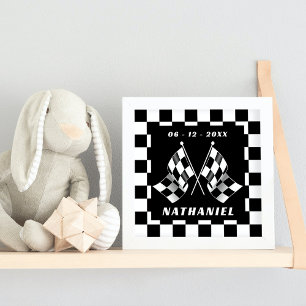Anpassningsbar Black White Checkered Flaggor Squar Poster