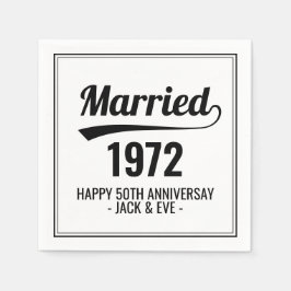 Anpassningsbar Black & White Golden 50-årsjubileum Pappersservett