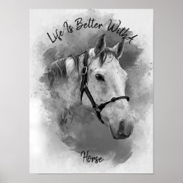 Anpassningsbar Black & White Horse Pet Wall Art Po Poster