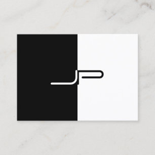 Anpassningsbar Black White Monogram Initial Elegan Visitkort