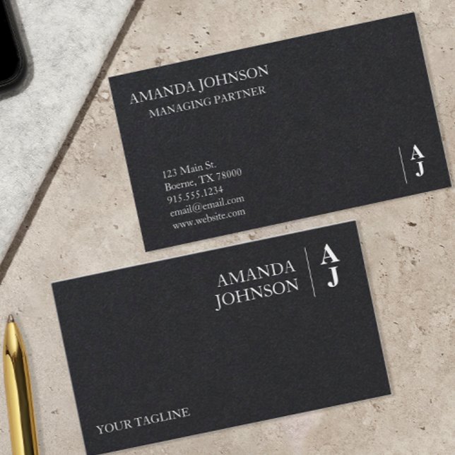 Anpassningsbar Black White Monogram Visitkort (Custom Black and White Monogrammed Business Cards)