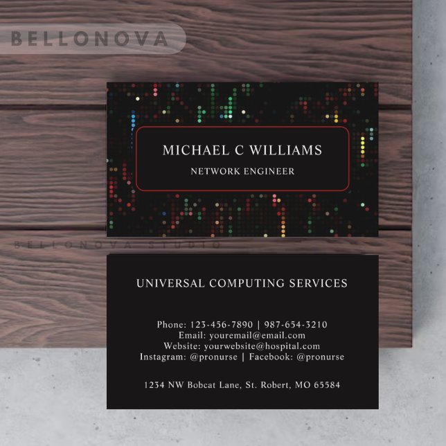 Anpassningsbar Black White Multifärgad Färg Pixel Visitkort (Custom Black Red White Multicolor Color Pixel Business Card)