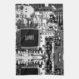 Anpassningsbar Black White PCB-tryckt kretskort Ge Kökshandduk