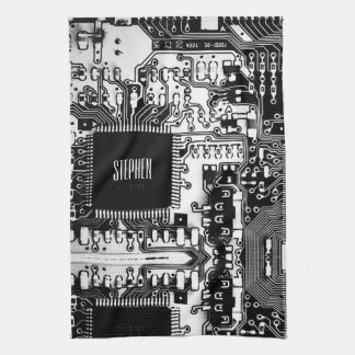 Anpassningsbar Black White PCB-tryckt kretskort Ge Kökshandduk