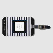 Anpassningsbar Black & White Rand Luggage Tag, Läg