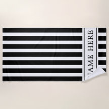 Anpassningsbar Black White Stripe Beach Towel med 
