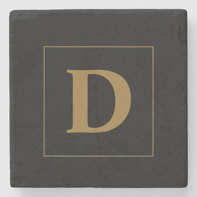 Anpassningsbar Black with Guld Family Initial Stenunderlägg (Framsidan)