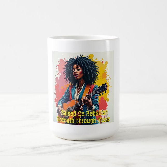 Anpassningsbar Black Woman Guitarist Art Inspirati Kaffemugg (Center)