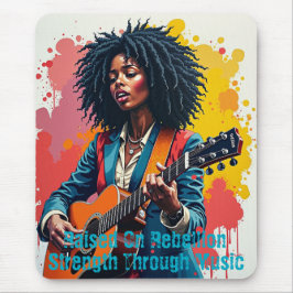 Anpassningsbar Black Woman Guitarist Art Inspirati Musmatta