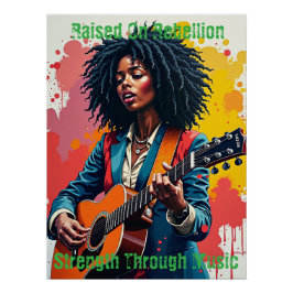 Anpassningsbar Black Woman Guitarist Art Inspirati Perfect Poster