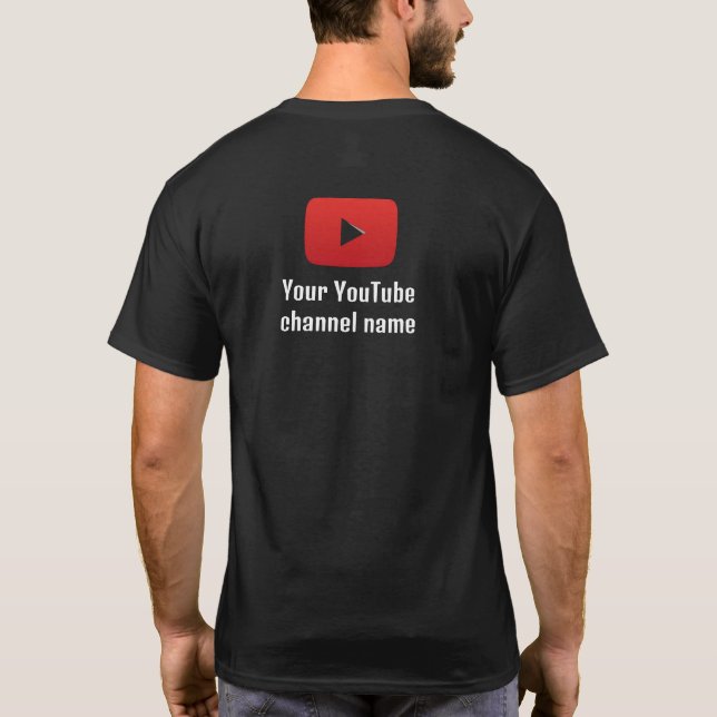 Anpassningsbar Black YouTube Channel Logotyp T-Shi T Shirt (Baksida)