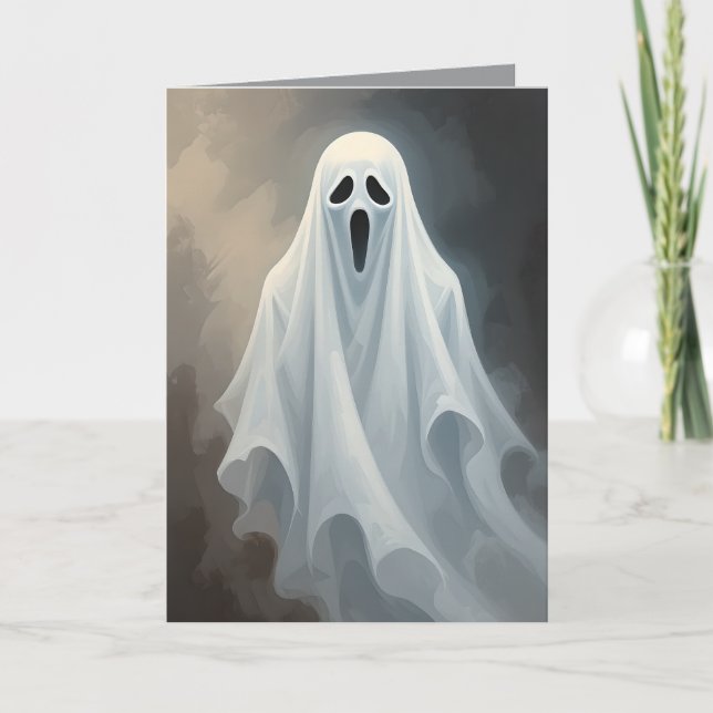Anpassningsbar Blank Halloween | Cute Lakan Ghost- Kort (Framsida)
