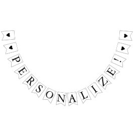 Anpassningsbar Blank Heart Bröllop Bunting Flagga