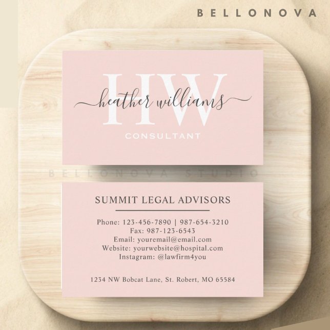 Anpassningsbar Blek Pastel Rosa White Black Profes Visitkort (Custom Pale Pastel Pink White Black Professional Business Card)