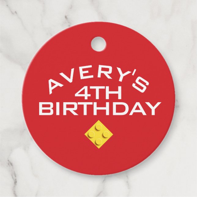 Anpassningsbar BLOCK PARTY Colorful Bricks Tack Gåvor Etiketter (Framsida)