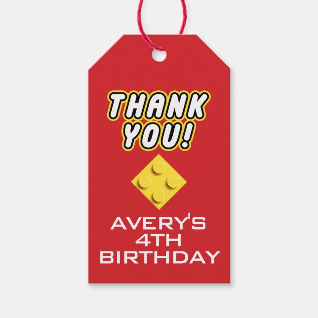 Anpassningsbar BLOCK PARTY Colorful Bricks Tack Presentetikett (Framsidan)