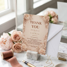 Anpassningsbar Blommig Bröllop Tackkort | Elegant 