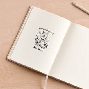 Anpassningsbar Blommigt Baby Dragon Bookplåt Stämpel