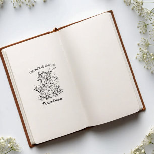 Anpassningsbar Blommigt Baby Dragon Läsbokskylt Stämpel