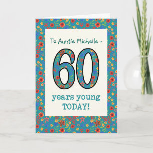 Anpassningsbar Blommigt Birthday Card, 60 Years Yo Kort