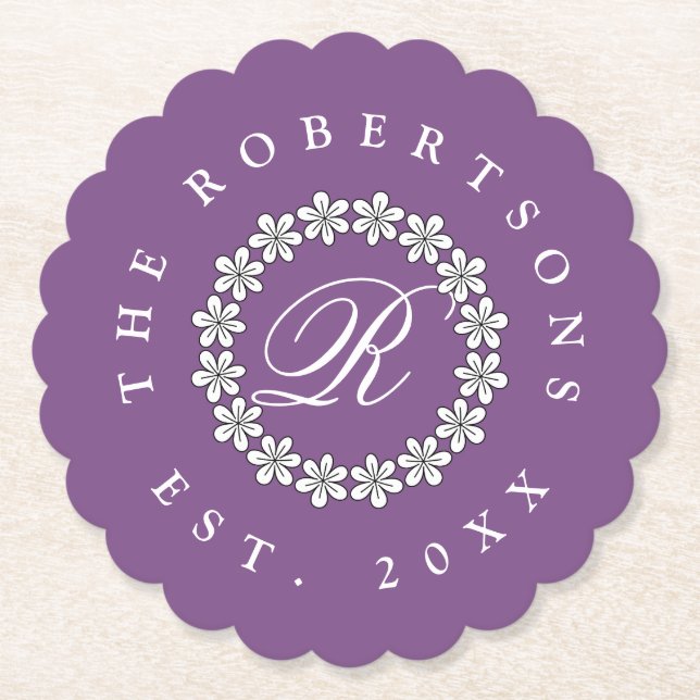 Anpassningsbar blommigt bröllop scallop kant pappr underlägg papper (Framsida)