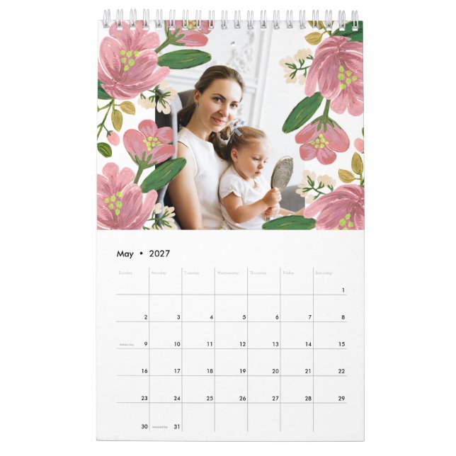 Anpassningsbar Blommigt Calendar Kalender (May 2027)