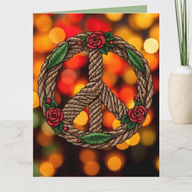 Anpassningsbar Blommigt Celtic jul Knot Fredstecke Kort (Framsida)