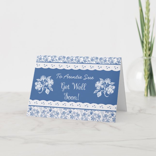 Anpassningsbar Blommigt Faux Snöre Get well Card Kort (Framsida)